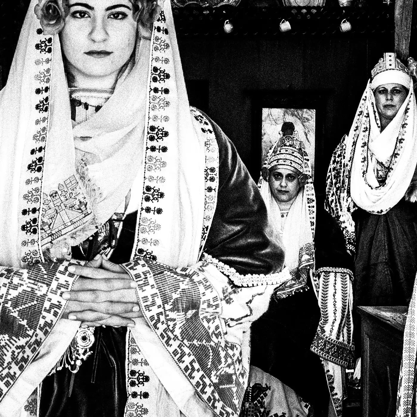 Black and White Photography Wall Art Greece | Costume of Astypalaea in a traditional house Dodecanese Greece by George Tatakis - detailed view