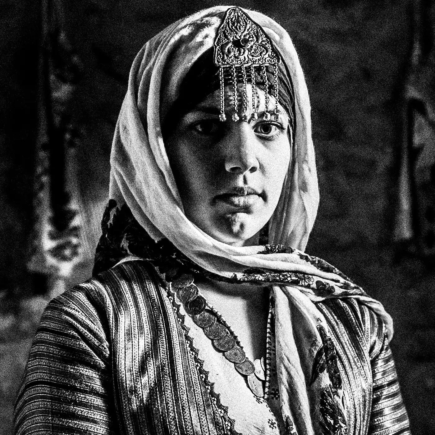 Black and White Photography Wall Art Greece | Traditional costume of Gennadi in a traditional house Rhodes by George Tatakis - detailed view