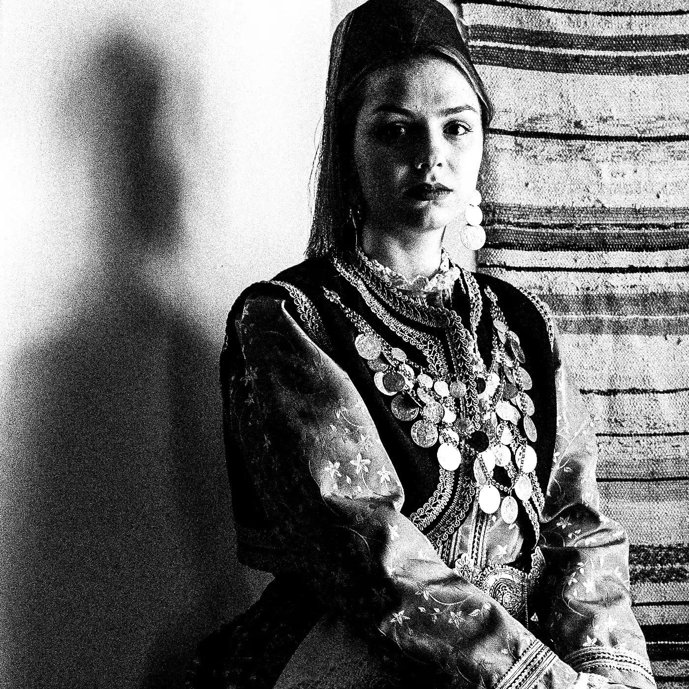 Black and White Photography Wall Art Greece | Rural costume of Kastoria in Lefki village W. Macedonia by George Tatakis - detailed view