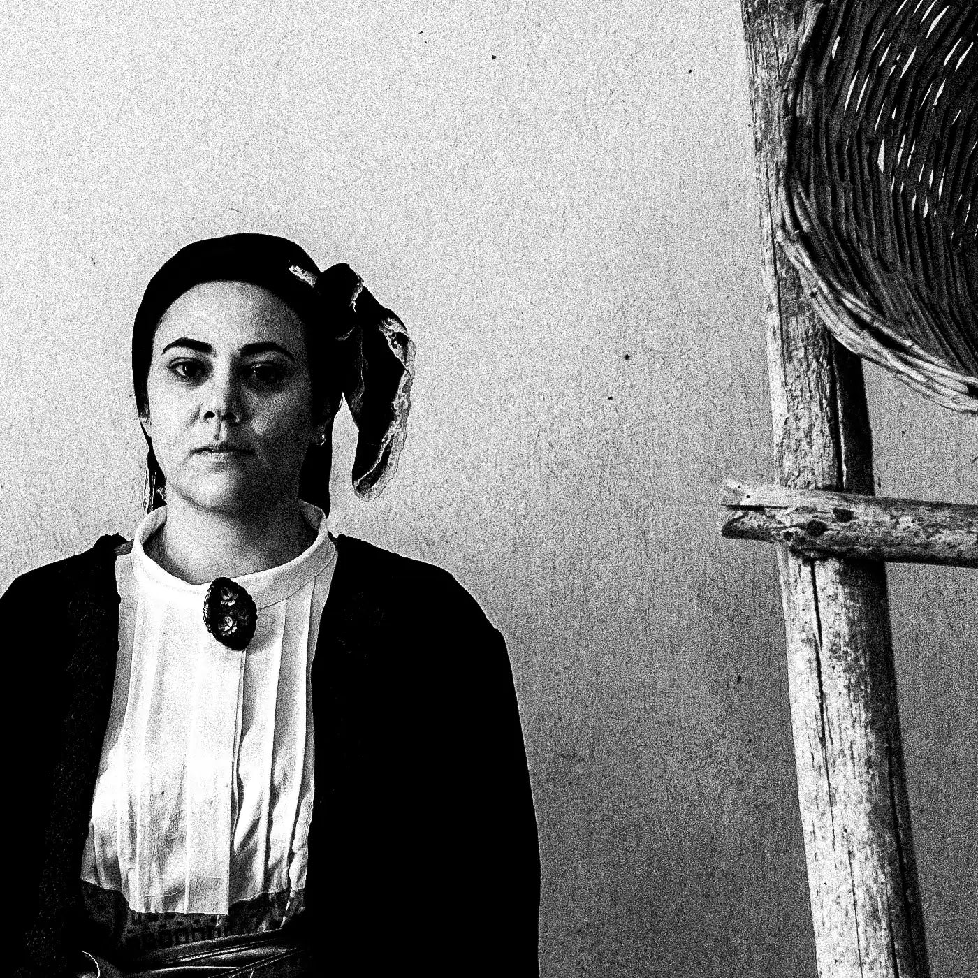 Black and White Photography Wall Art Greece | Girl in Pinakates ladder Pelion Thessaly by George Tatakis - detailed view