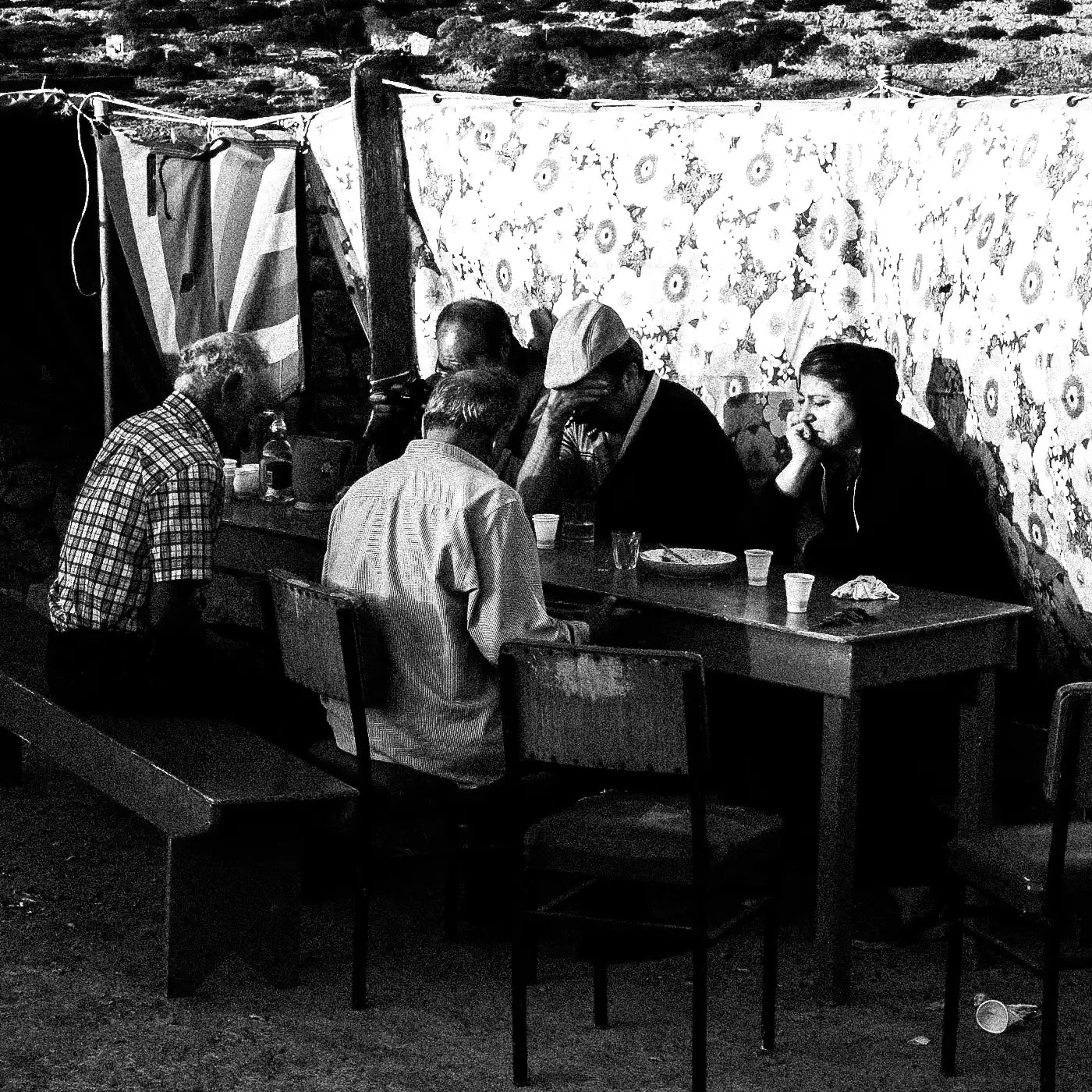 Black and White Photography Wall Art Greece | Dawn on Saria island after celebration of St. Zacharias Olympos Karpathos Dodecanese by George Tatakis - detailed view