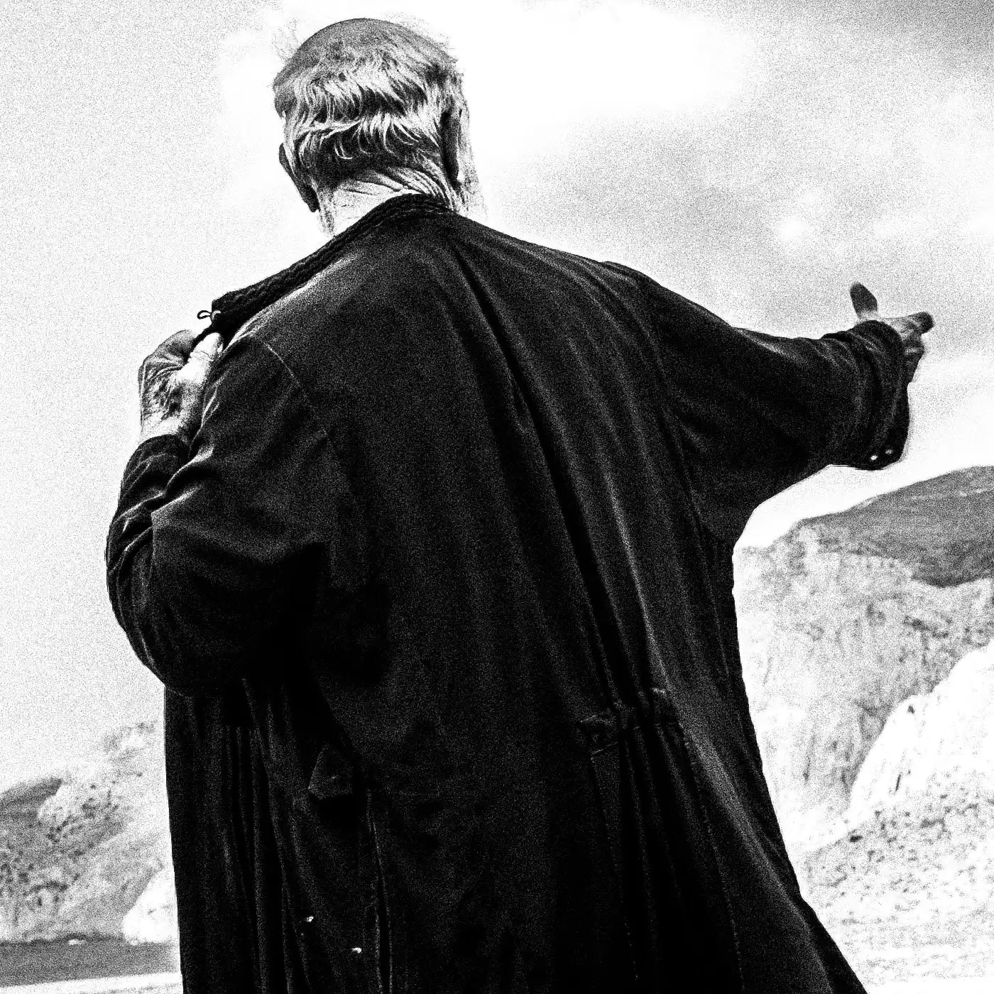 Black and White Photography Wall Art Greece | Priest at the St. John celebration in Vrykounta Olympos Karpathos Dodecanese by George Tatakis - detailed view