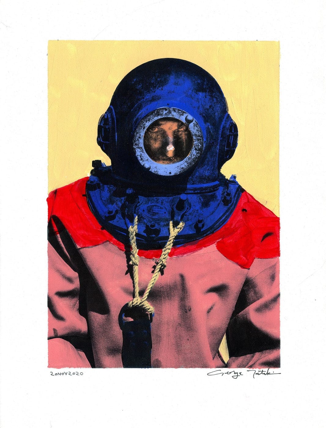 Wall Art Living Room Decor - George Tatakis | Greece | Painting. Diver in Kalymnos #6. | Worldwide Shipping