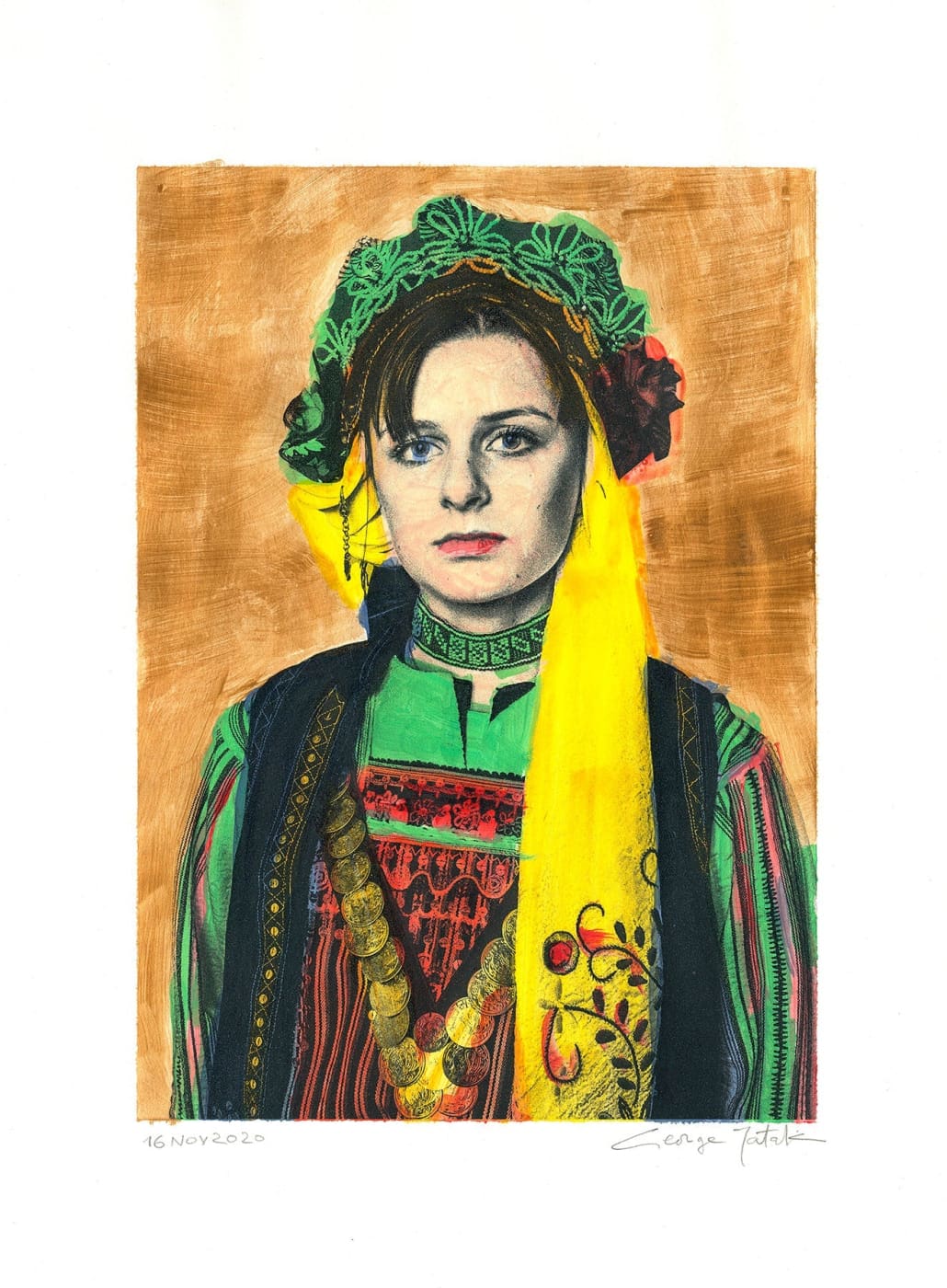 Wall Art Living Room Decor - George Tatakis | Greece | Painting. Thracian lady #5. | Worldwide Shipping