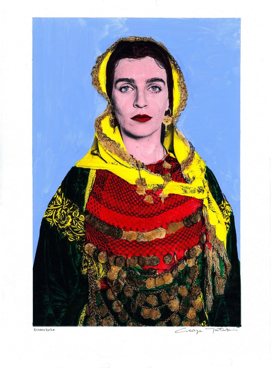 Wall Art Living Room Decor - George Tatakis | Greece | Painting. Lady in Salamina. | Worldwide Shipping