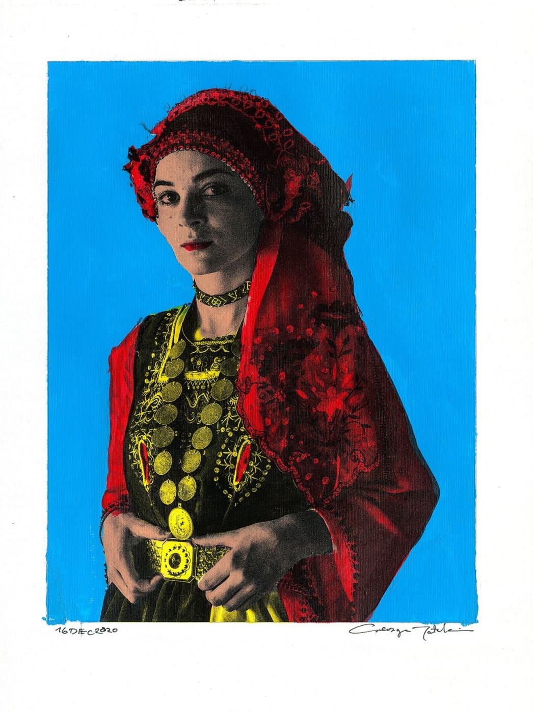 Wall Art Living Room Decor - George Tatakis | Greece | Painting. Thracian lady #10 | Worldwide Shipping