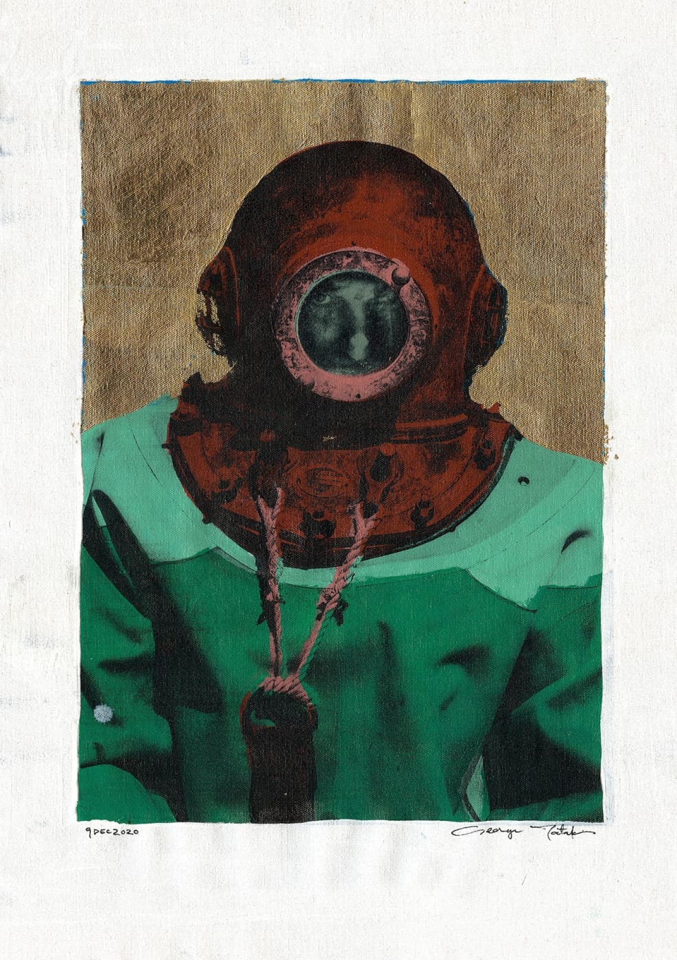 Wall Art Living Room Decor - George Tatakis | Greece | Painting. Diver in Kalymnos #13. | Worldwide Shipping