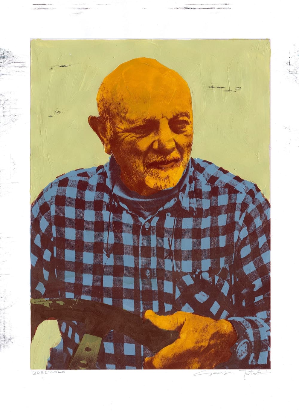 Wall Art Living Room Decor - George Tatakis | Greece | Painting. Captain Stavros at Kastellorizon #1 | Worldwide Shipping