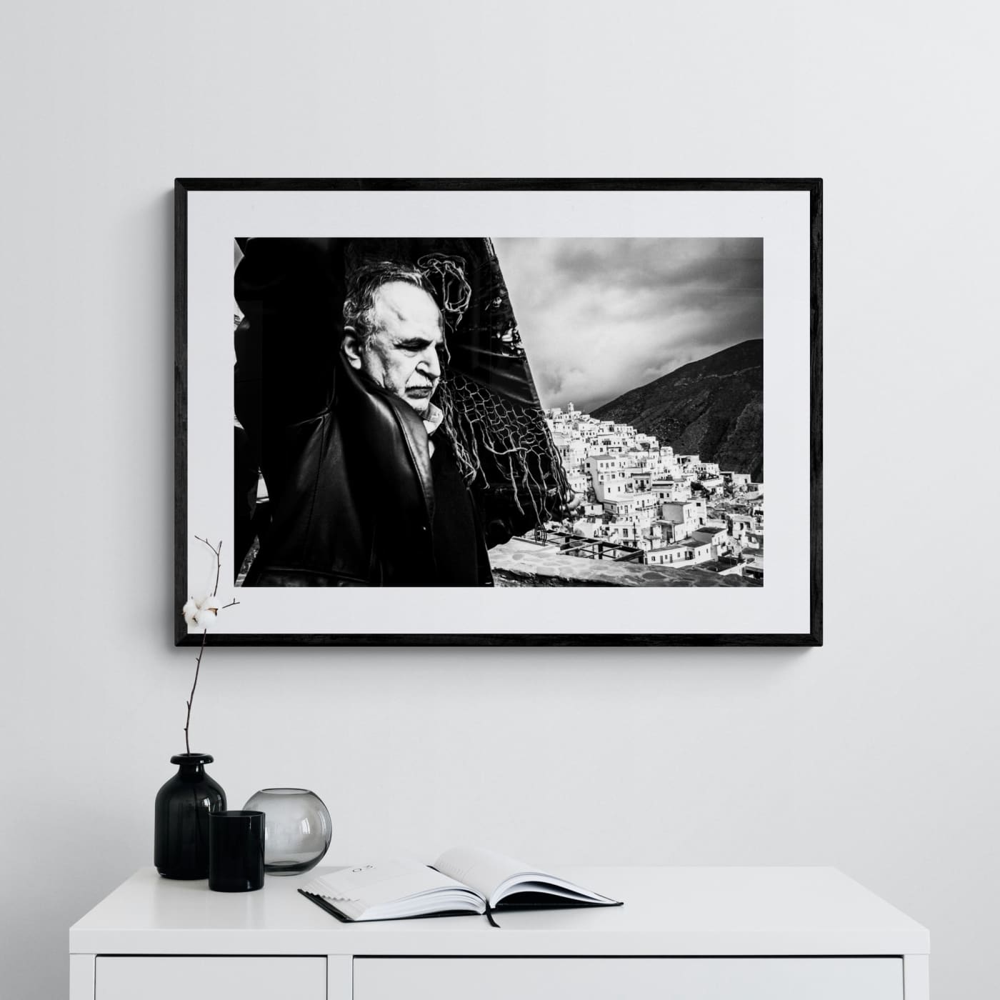 Black and White Photography Wall Art Greece | Carrying the Icon in Olympos Karpathos Dodecanese by George Tatakis - single framed photo