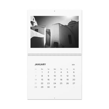 George Tatakis' Chorōs Santorini Calendar 2024 | 12 Months of Captivating Santorini Greek Island photos in Black & White - January