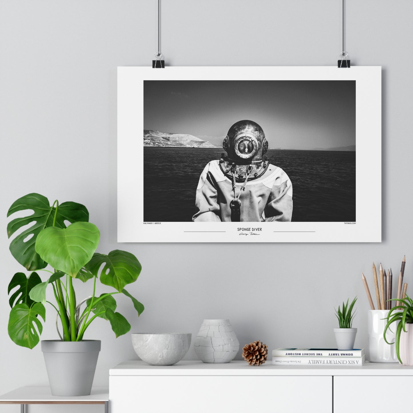 The Sponge Diver | Black-and-White photography Wall Art Poster from Greece, by George Tatakis - small size