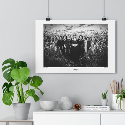 Black and White Photo Wall Art Poster from Greece | Costumes in a Cornfield, Nea Vyssa, Evros, Thrace, by George Tatakis - small size