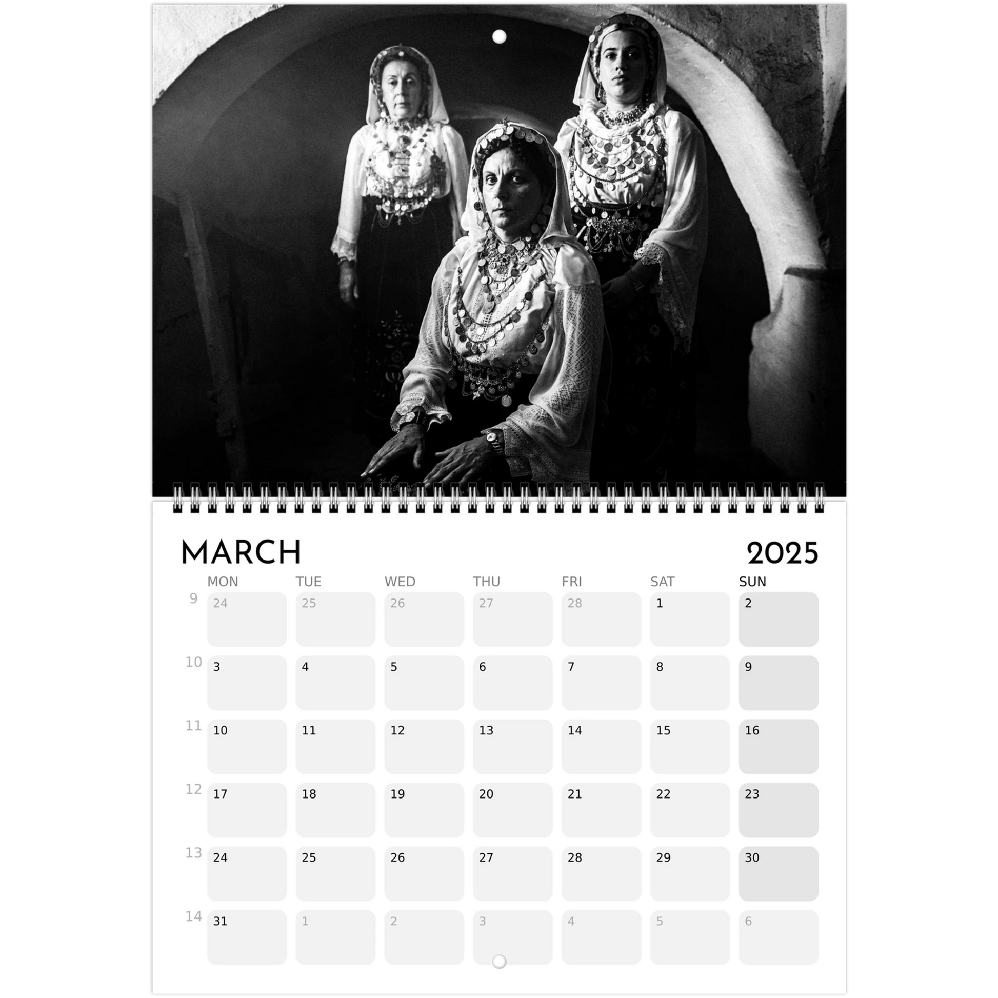 2025 Caryatis Wall Calendar (EU) – Black and White Photography