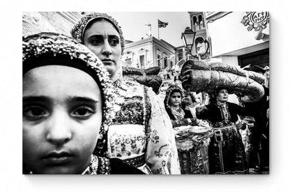Black and White Photography Wall Art Greece | Dowry in the central square of Olympos Karpathos Dodecanese by George Tatakis - whole photo