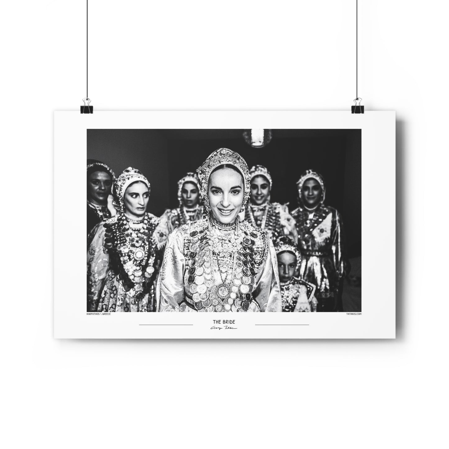 Black and White Photo Wall Art Poster from Greece | Bride in Diafani on Karpathos island, by George Tatakis - hanging poster