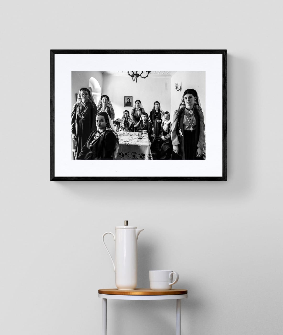 Black and White Photography Wall Art Greece | Costumes of Platanos in a traditional local house Nafpaktos Aetoloacarnanea Greece by George Tatakis - single framed photo