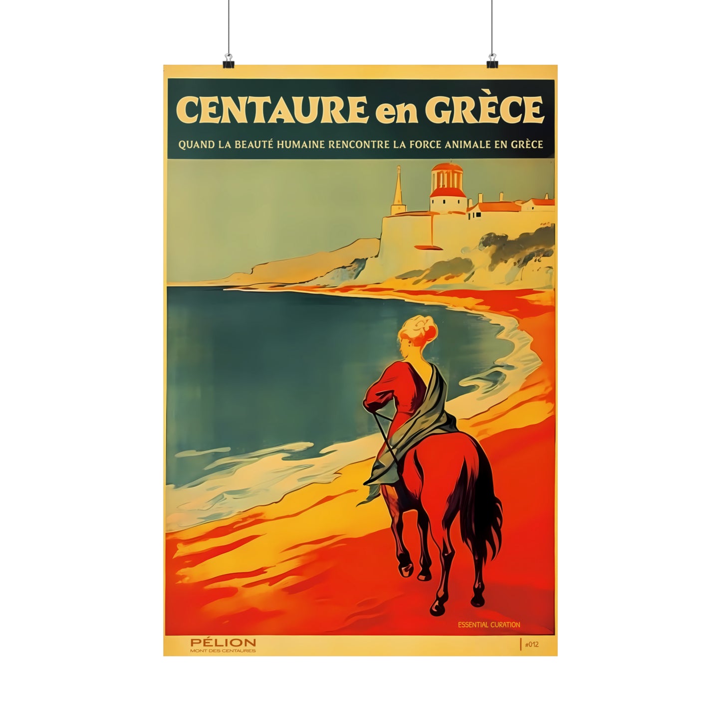 Color Retro Poster Wall Art from Greece by George Tatakis | Centaur in Pelion by the sea - hanging poster