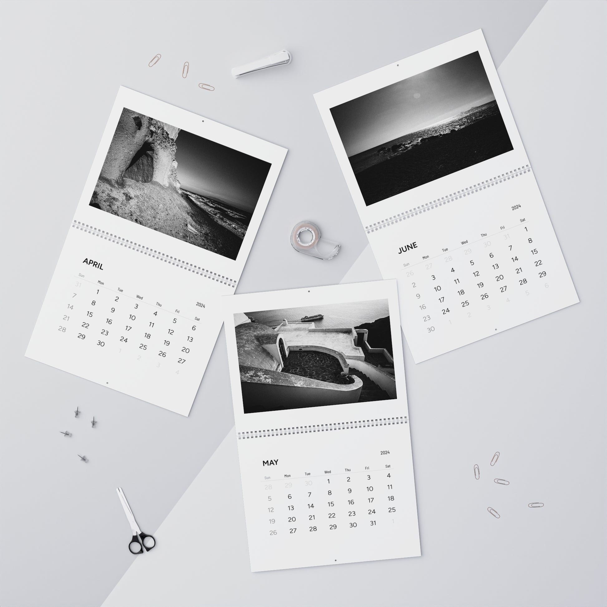 George Tatakis' Chorōs Santorini Calendar 2024 | 12 Months of Captivating Santorini Greek Island photos in Black & White - Q2 images