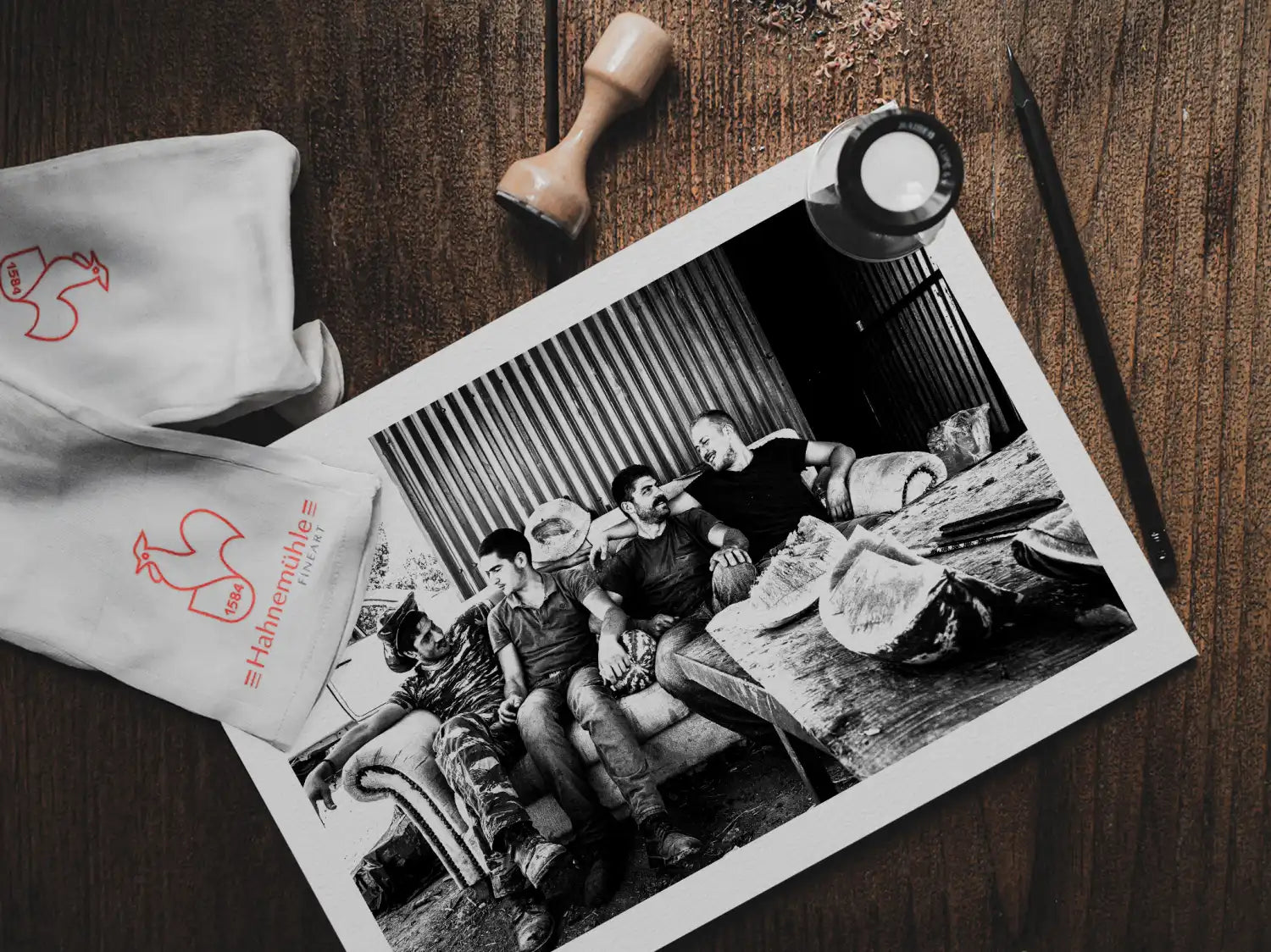 Black and White Photography Wall Art Greece | A group of men in a sofa after work Anogia Crete - Print