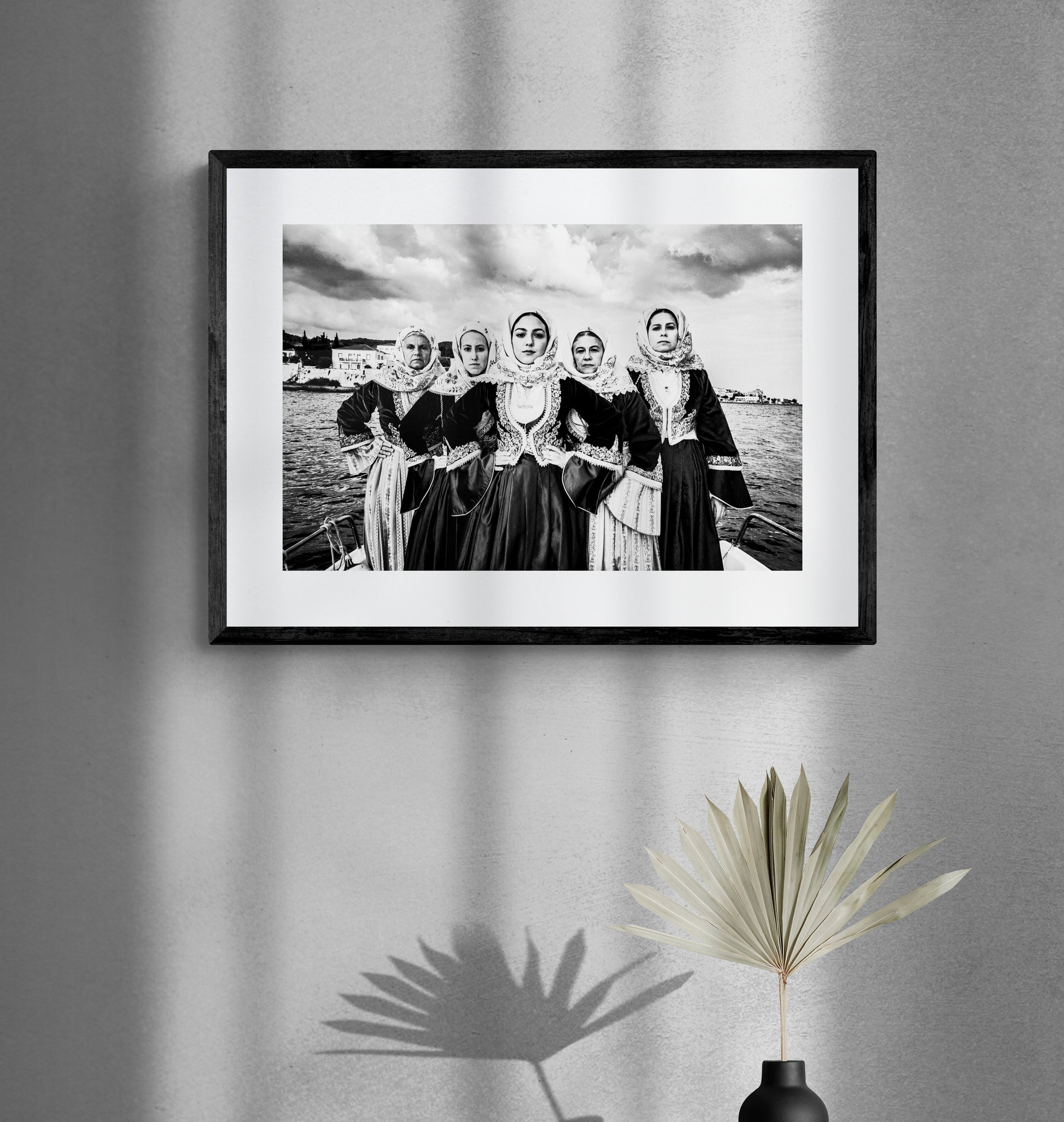 Black and White Photography Wall Art Greece | Bouboulina dresses in Spetses island Saronic gulf by George Tatakis - single framed photo