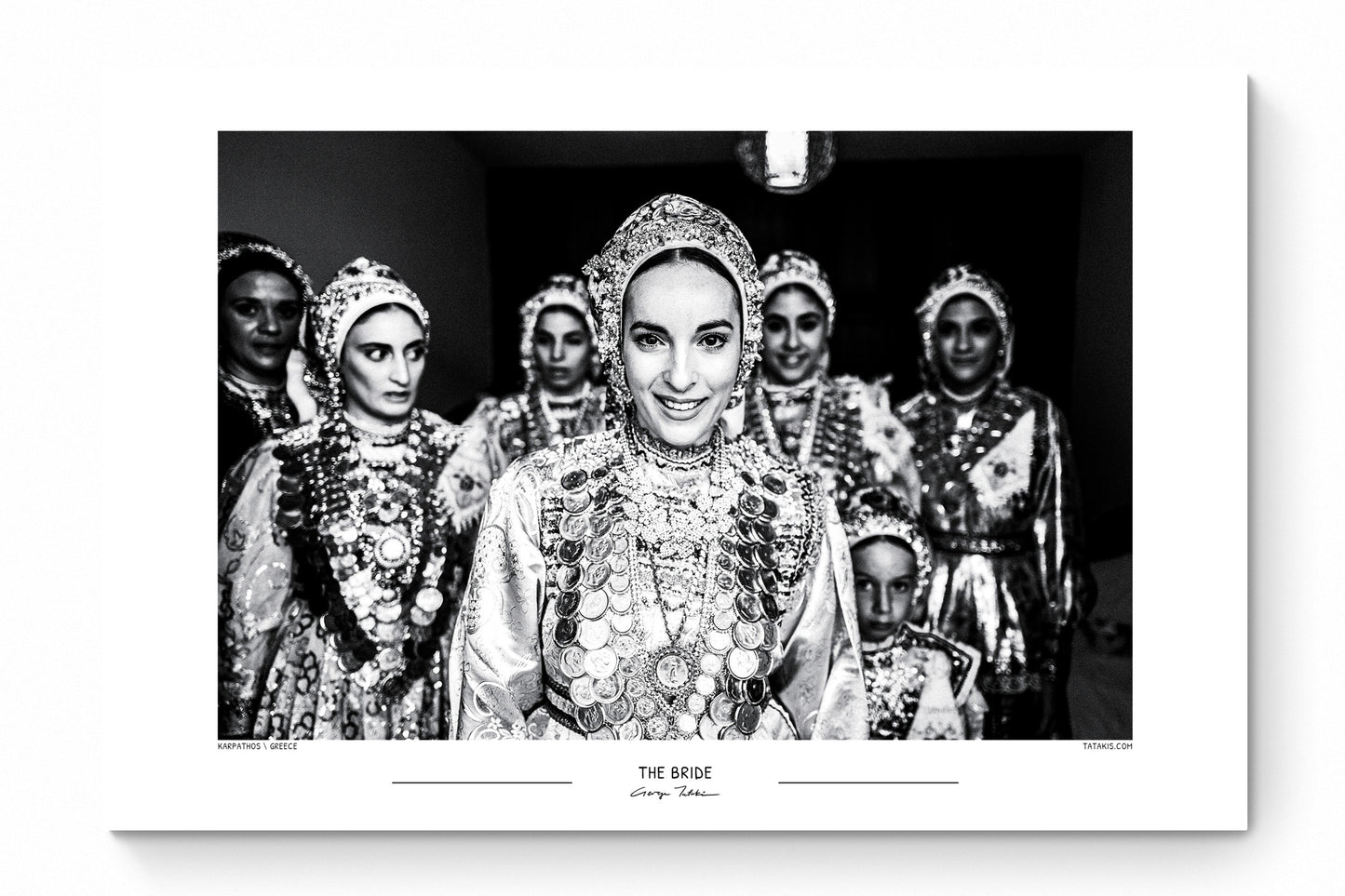 Black and White Photo Wall Art Poster from Greece | Bride in Diafani on Karpathos island, by George Tatakis - whole poster