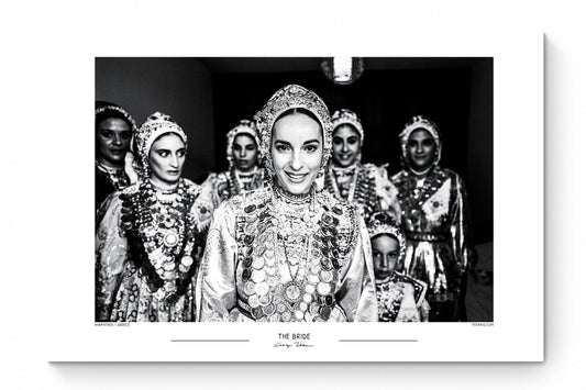 Black and White Photo Wall Art Poster from Greece | Bride in Diafani on Karpathos island, by George Tatakis - whole poster