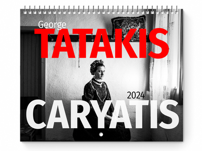 George Tatakis' Caryatis Calendar 2024 | 12 Months of Captivating Greek Heritage in Black & White - front cover