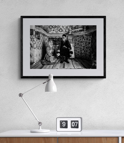 Black and White Photography Wall Art Greece | Traditional costumes of Afantou in a local house Rhodes by George Tatakis - single framed photo