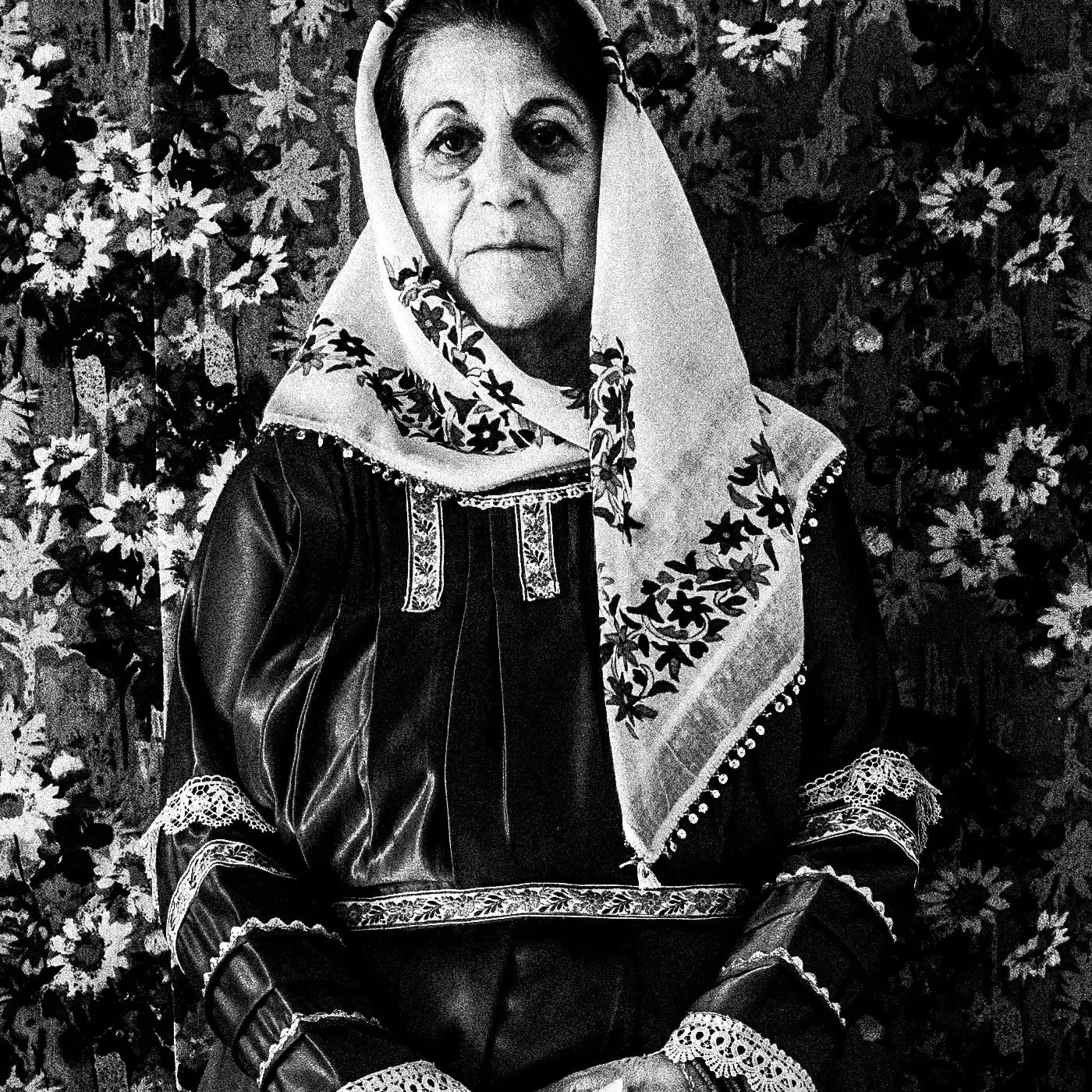 Black and White Photography Wall Art Greece | Traditional costume of Afantou in a local house Rhodes by George Tatakis - detailed view