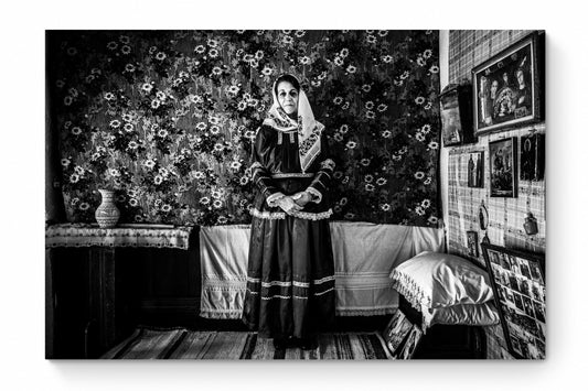 Black and White Photography Wall Art Greece | Traditional costume of Afantou in a local house Rhodes by George Tatakis - whole photo