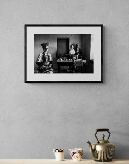 Black and White Photography Wall Art Greece | Costumes of Aggelochori Macedonia by George Tatakis - single framed photo