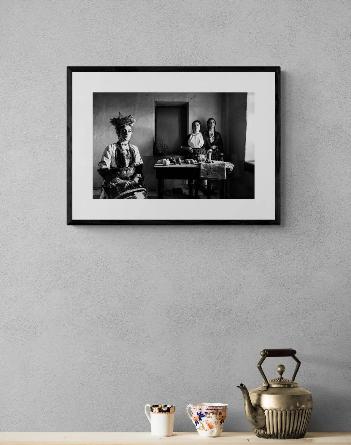 Black and White Photography Wall Art Greece | Costumes of Aggelochori Macedonia by George Tatakis - single framed photo