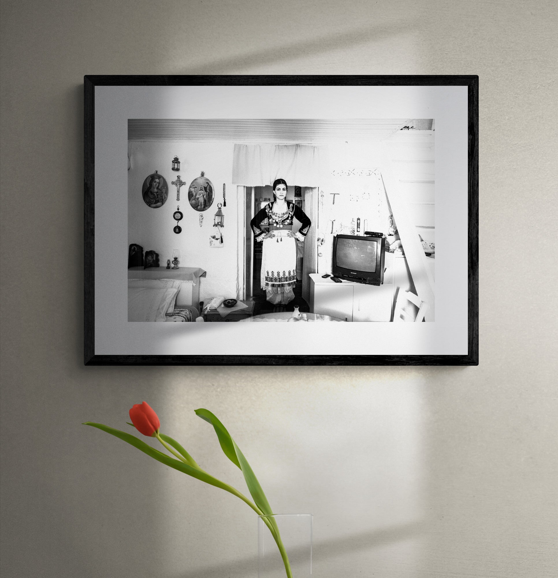 Black and White Photography Wall Art Greece | Kitchen Anogia Crete by George Tatakis - single framed photo