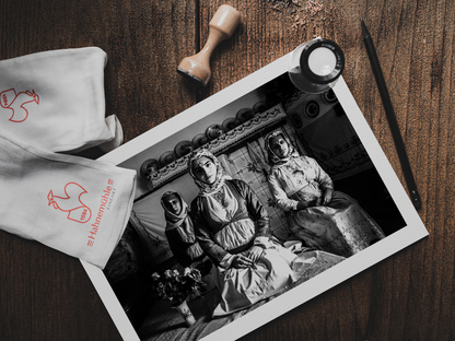 Black and White Photography Wall Art Greece | Traditional costumes of Apollona in a local house Rhodes by George Tatakis - photo print on table