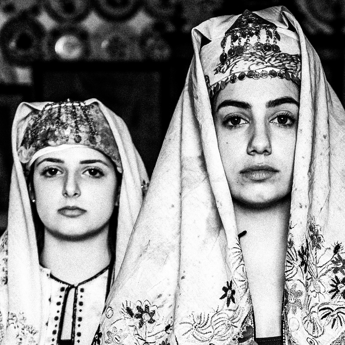 Black and White Photography Wall Art Greece | Traditional costumes of Archangelos in a traditional house Rhodes by George Tatakis - detailed view