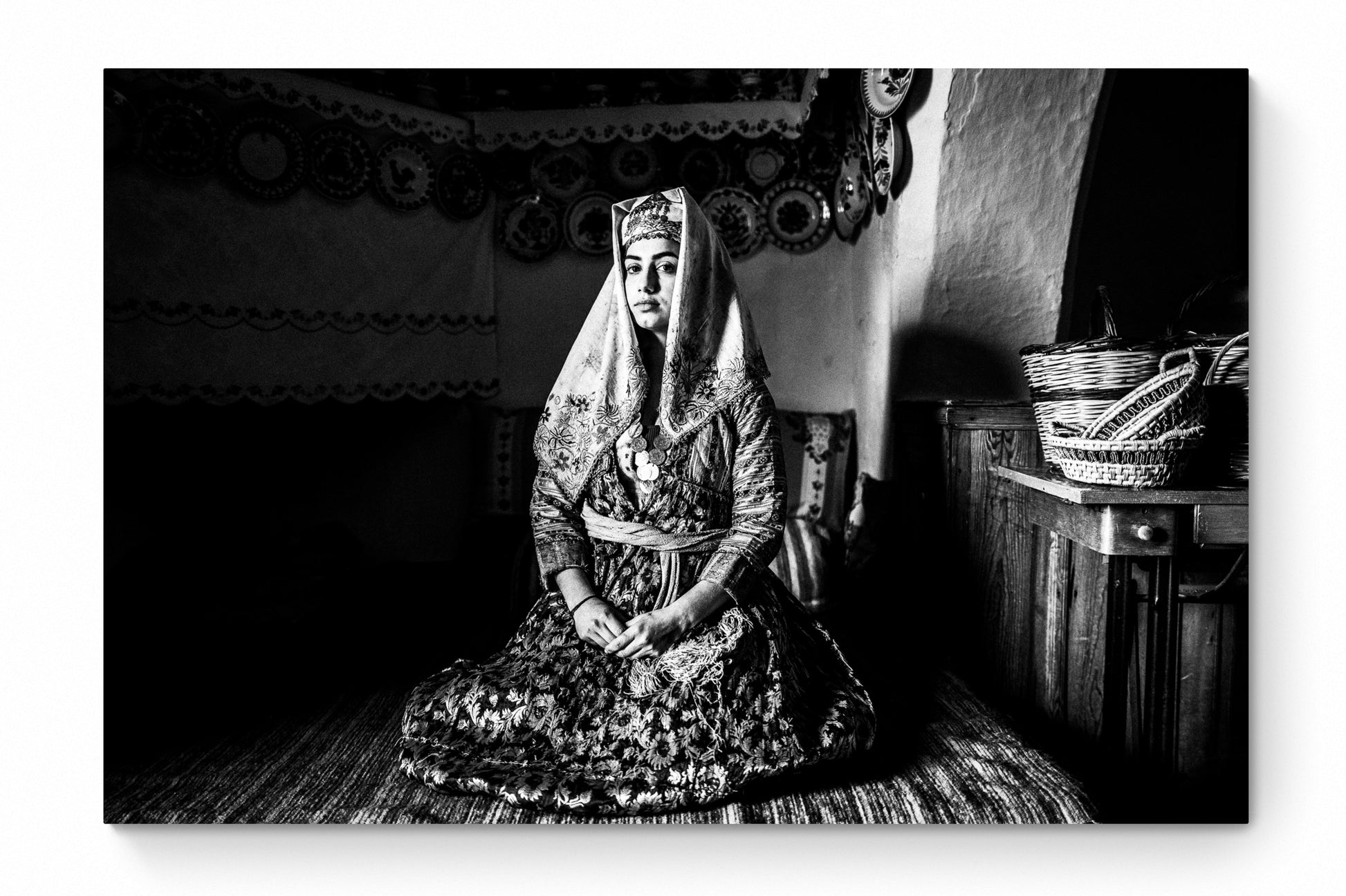 Black and White Photography Wall Art Greece | The traditional costume of Archangelos in a house Rhodes by George Tatakis - whole photo