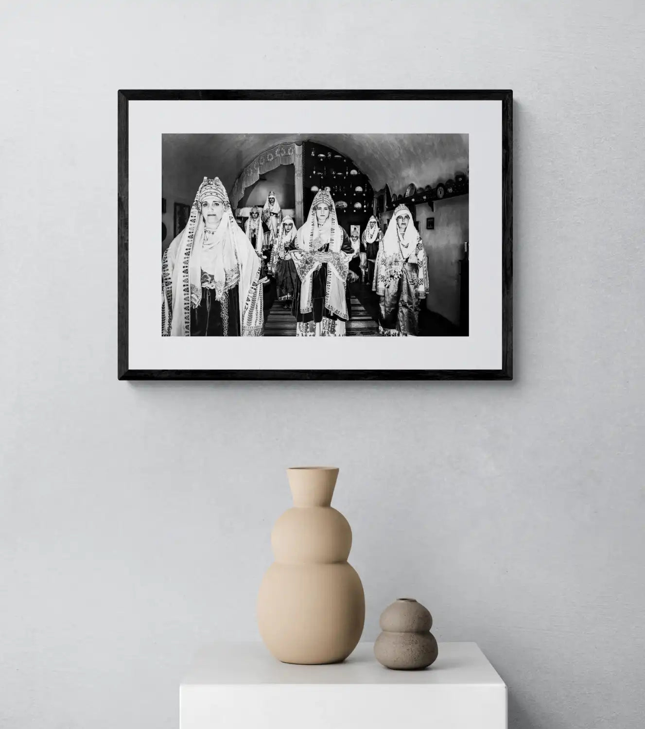 Black and White Photography Wall Art Greece | Costume of Astypalaea in a traditional house Dodecanese Greece by George Tatakis - single framed photo