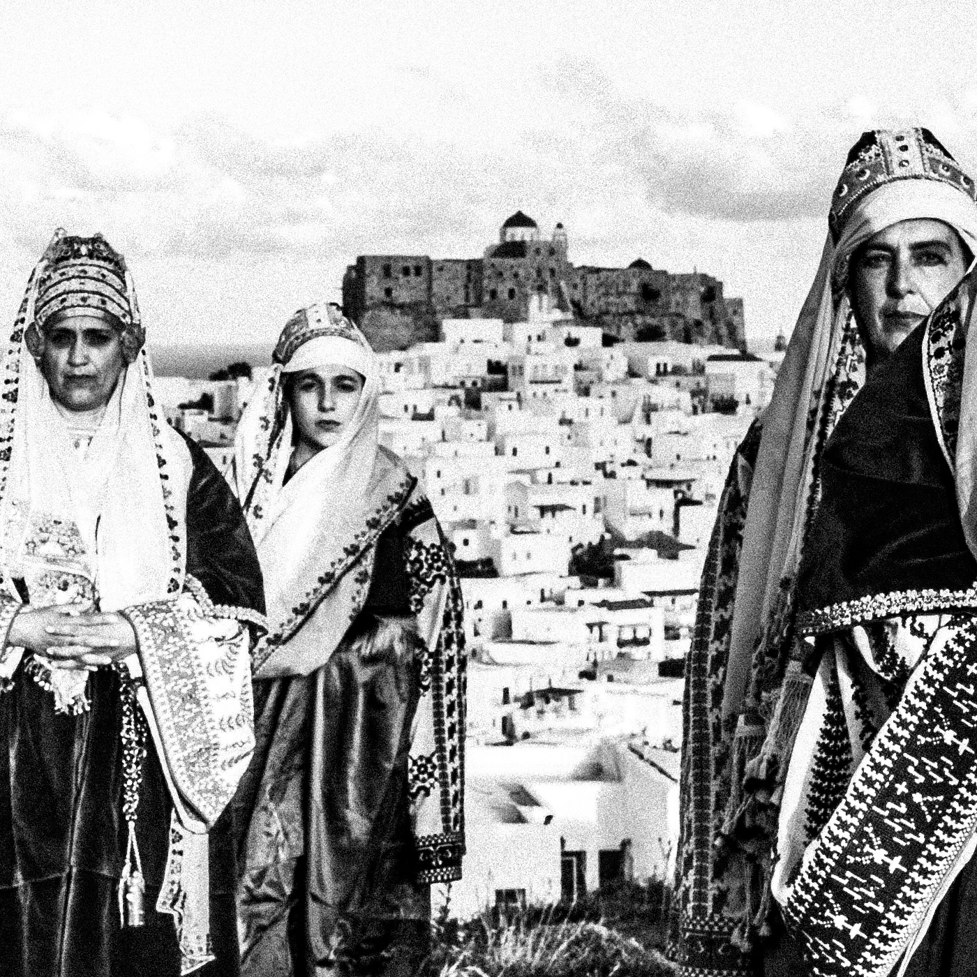 Black and White Photography Wall Art Greece | Costume of Astypalaea on a cliff overlooking the castle Dodecanese by George Tatakis - detailed view