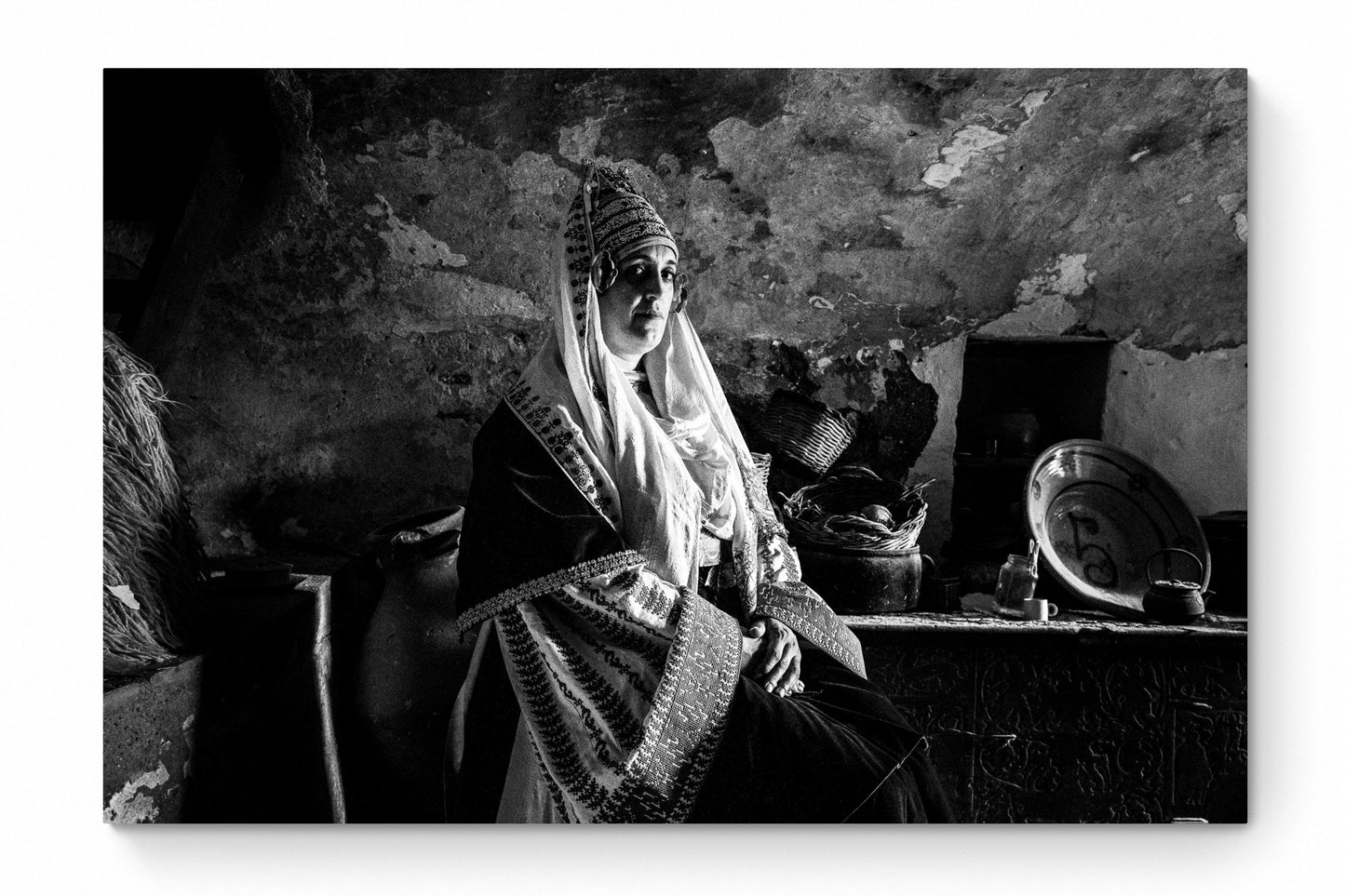 Black and White Photography Wall Art Greece | Costume of Astypalaea in a traditional house Dodecanese Greece by George Tatakis - whole photo