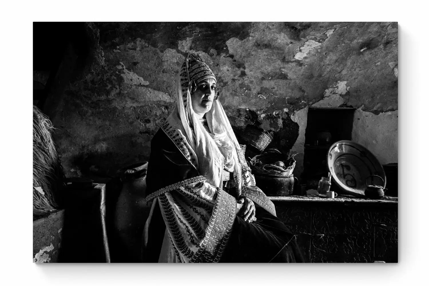 Black and White Photography Wall Art Greece | Costume of Astypalaea in a traditional house Dodecanese Greece by George Tatakis - whole photo