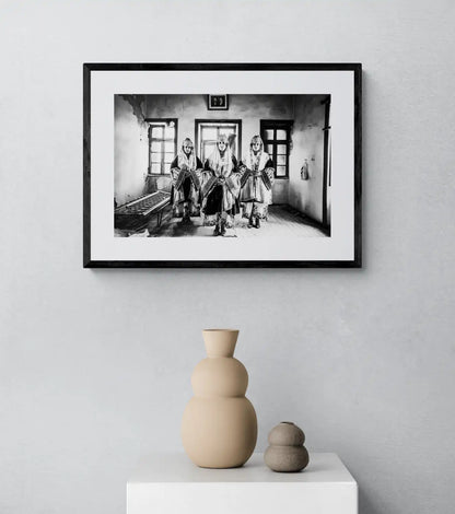 Black and White Photography Wall Art Greece | Costume of Astypalaea in a traditional house Dodecanese Greece by George Tatakis - single framed photo