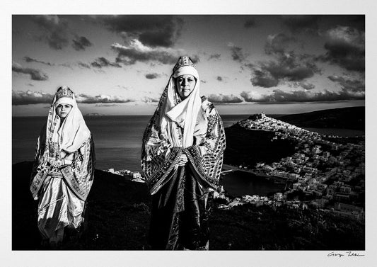 Black and White Photography Wall Art Greece | Costume of Astypalaea on a cliff overlooking the town Dodecanese by George Tatakis