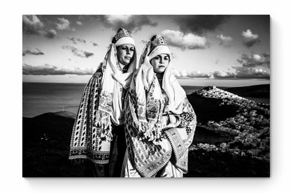 Black and White Photography Wall Art Greece | Costume of Astypalaea on a cliff overlooking the town Dodecanese by George Tatakis - whole photo