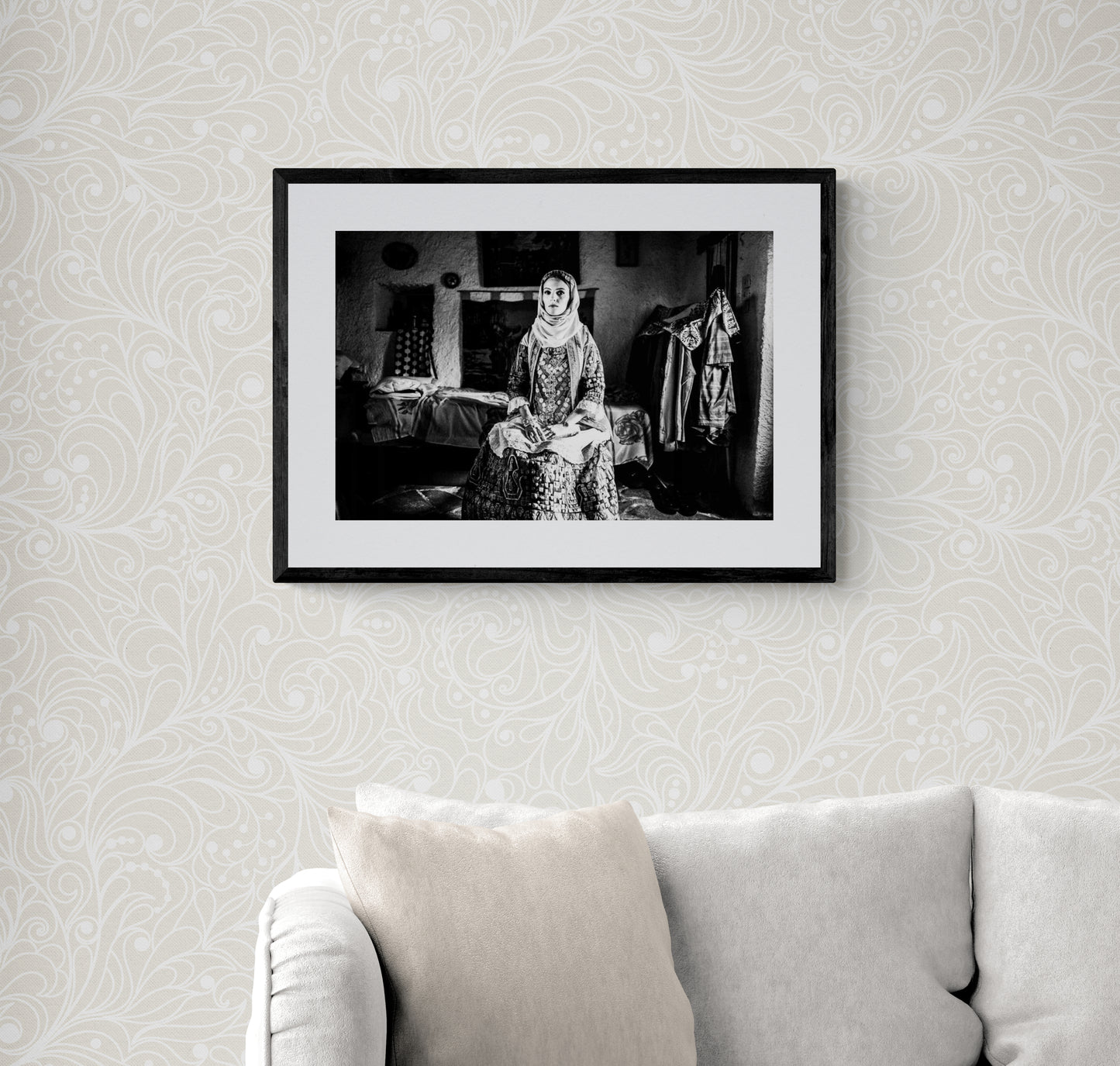 Black and White Photography Wall Art Greece | Costume of Kalyvia Attica by George Tatakis - single framed photo