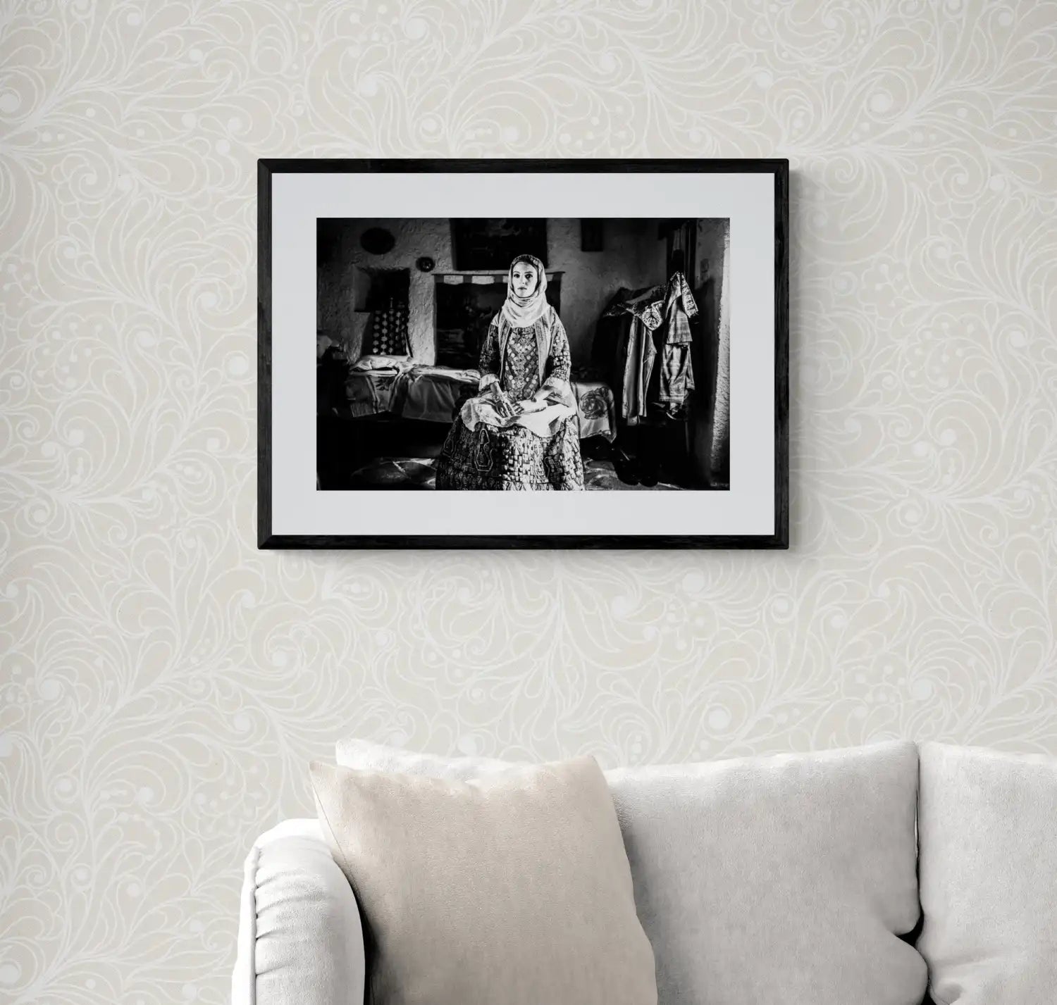 Black and White Photography Wall Art Greece | Costume of Kalyvia Attica by George Tatakis - single framed photo