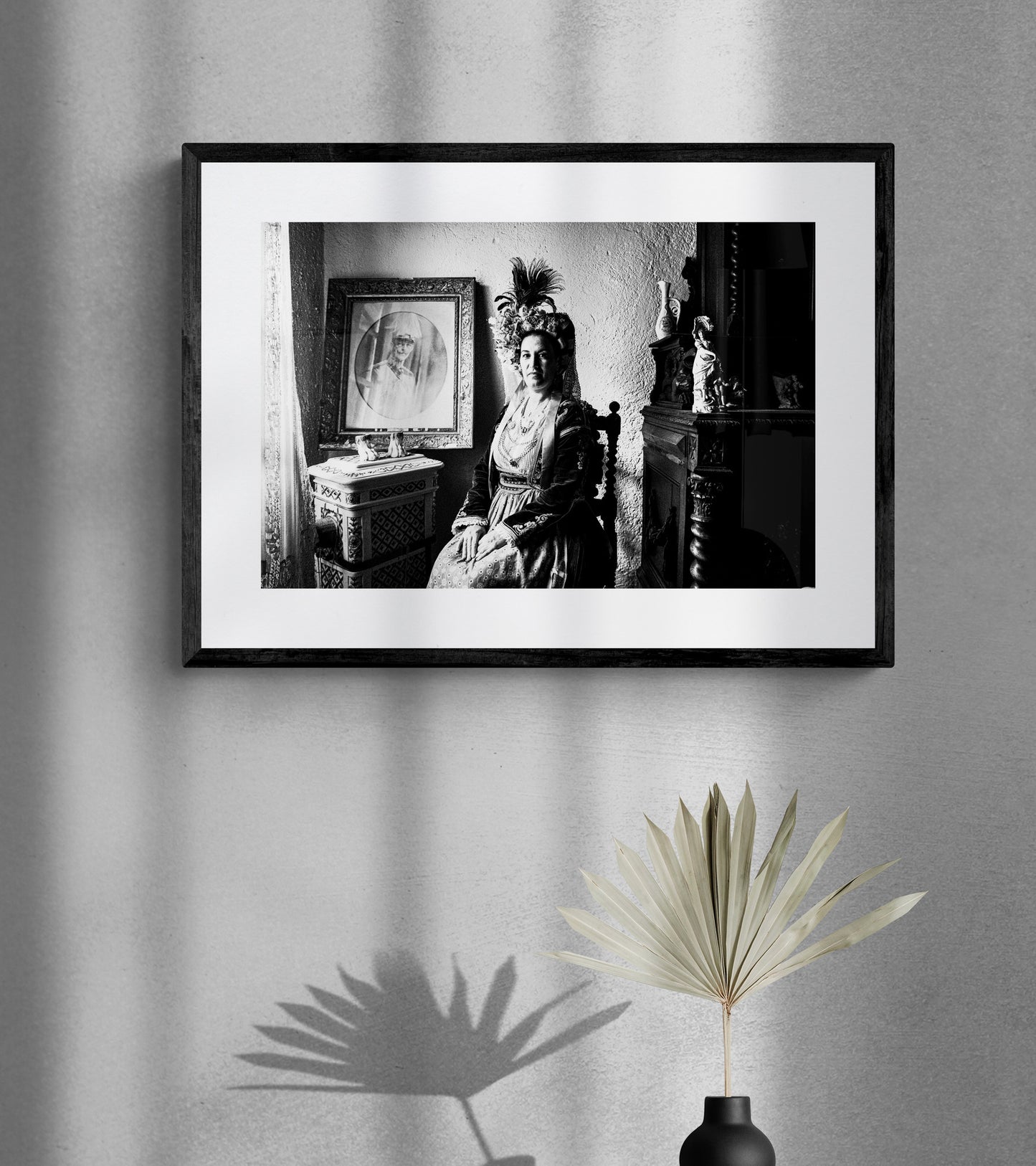 Black and White Photography Wall Art Greece | Costume of central Corfu island in a traditional home Ionian Sea by George Tatakis - single framed photo