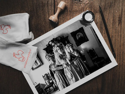 Black and White Photography Wall Art Greece | Costumes of central Corfu island in a traditional home Ionian Sea by George Tatakis - photo print on table