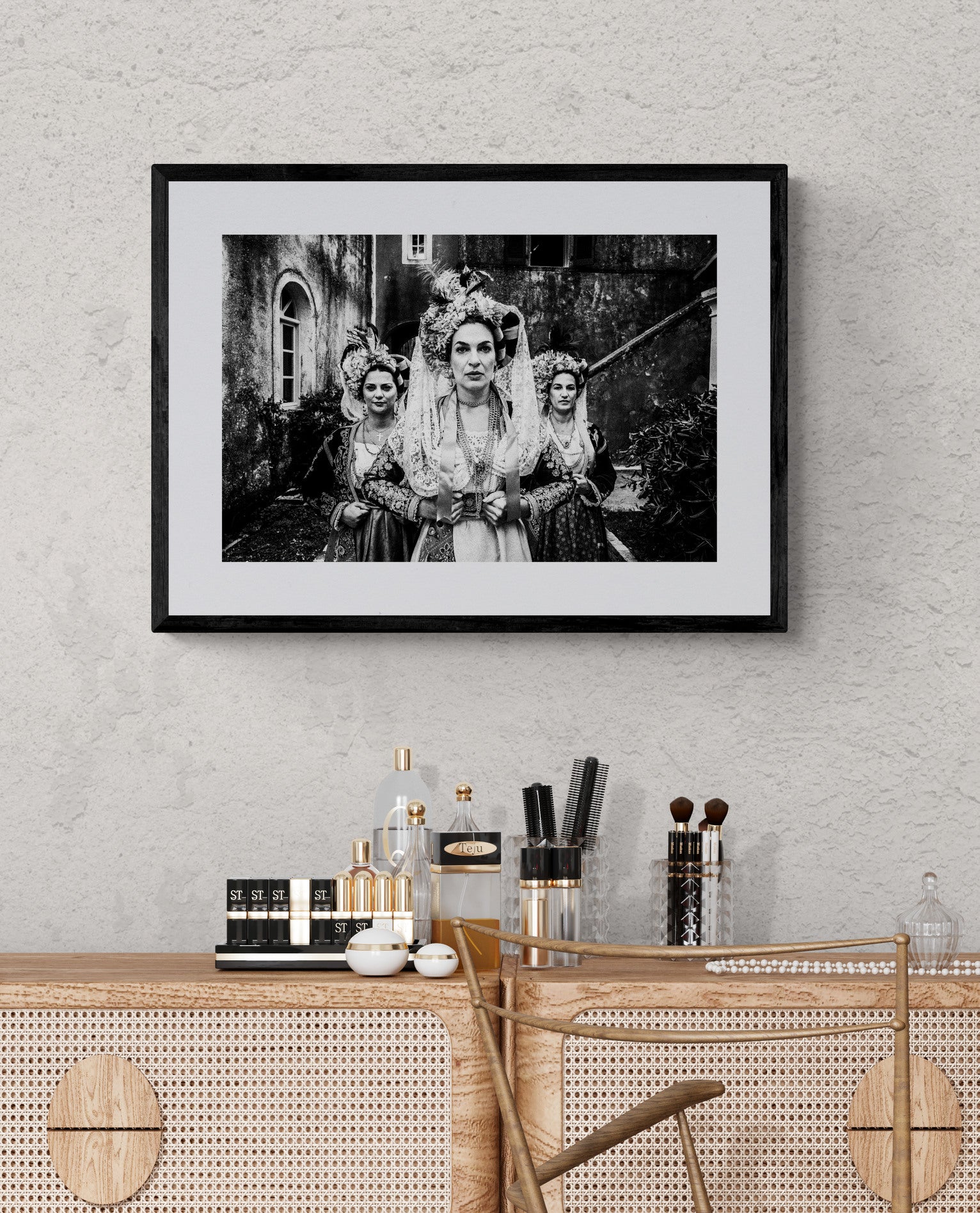 Black and White Photography Wall Art Greece | Costumes of central Corfu island at a local village Ionian Sea by George Tatakis - single framed photo