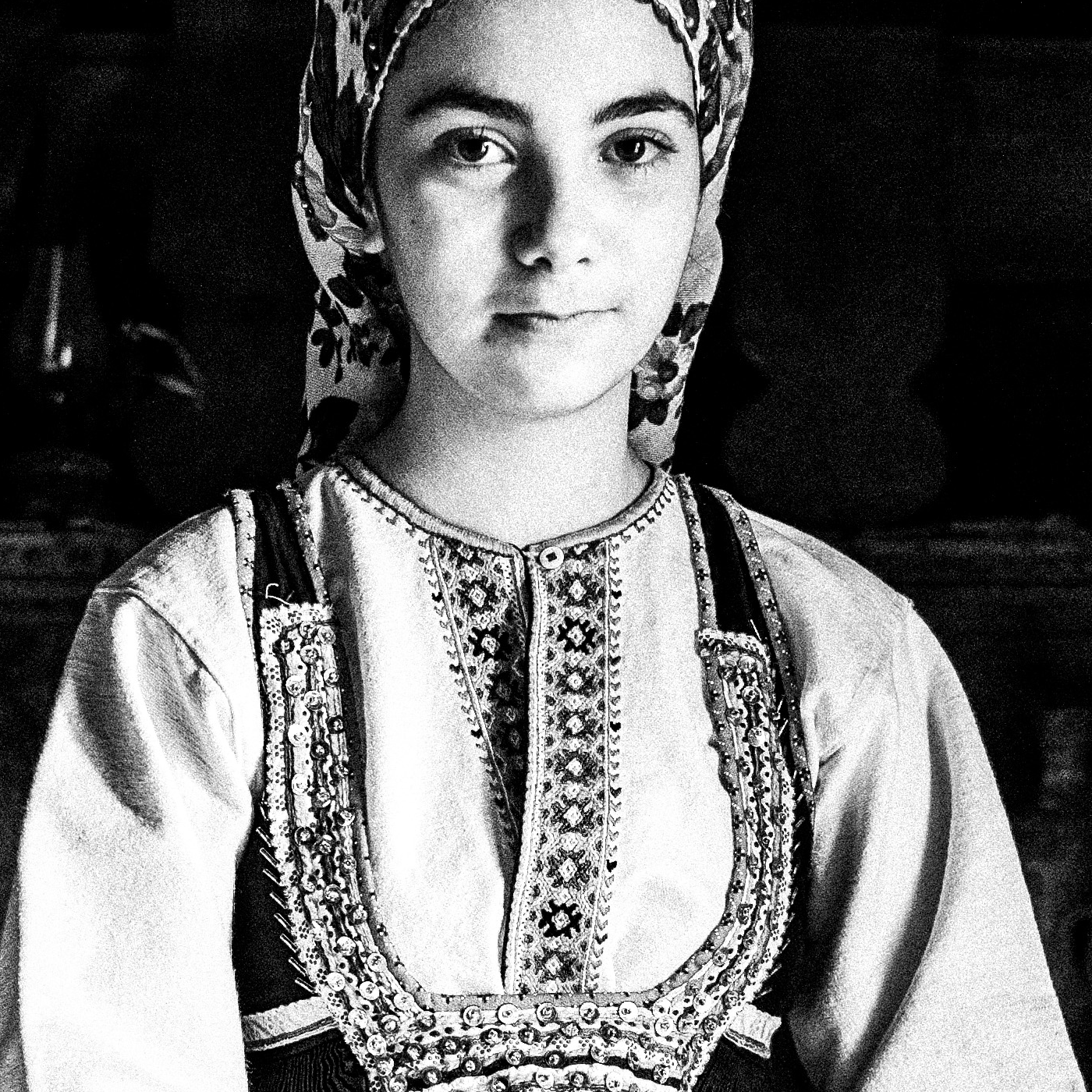 Black and White Photography Wall Art Greece | The traditional costume of Emponas in a local house Rhodes by George Tatakis - detailed view