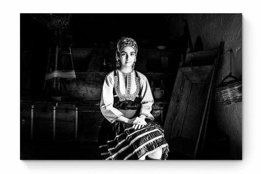 Black and White Photography Wall Art Greece | The traditional costume of Emponas in a local house Rhodes by George Tatakis - whole photo
